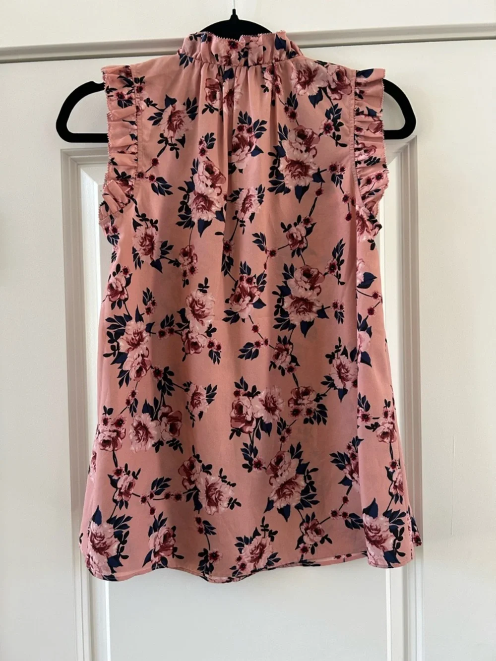 Kate Spade Prairie Rose Flutter Sleeve Blouse Pink Floral XS Ruffle Yoke - Picture 6 of 6